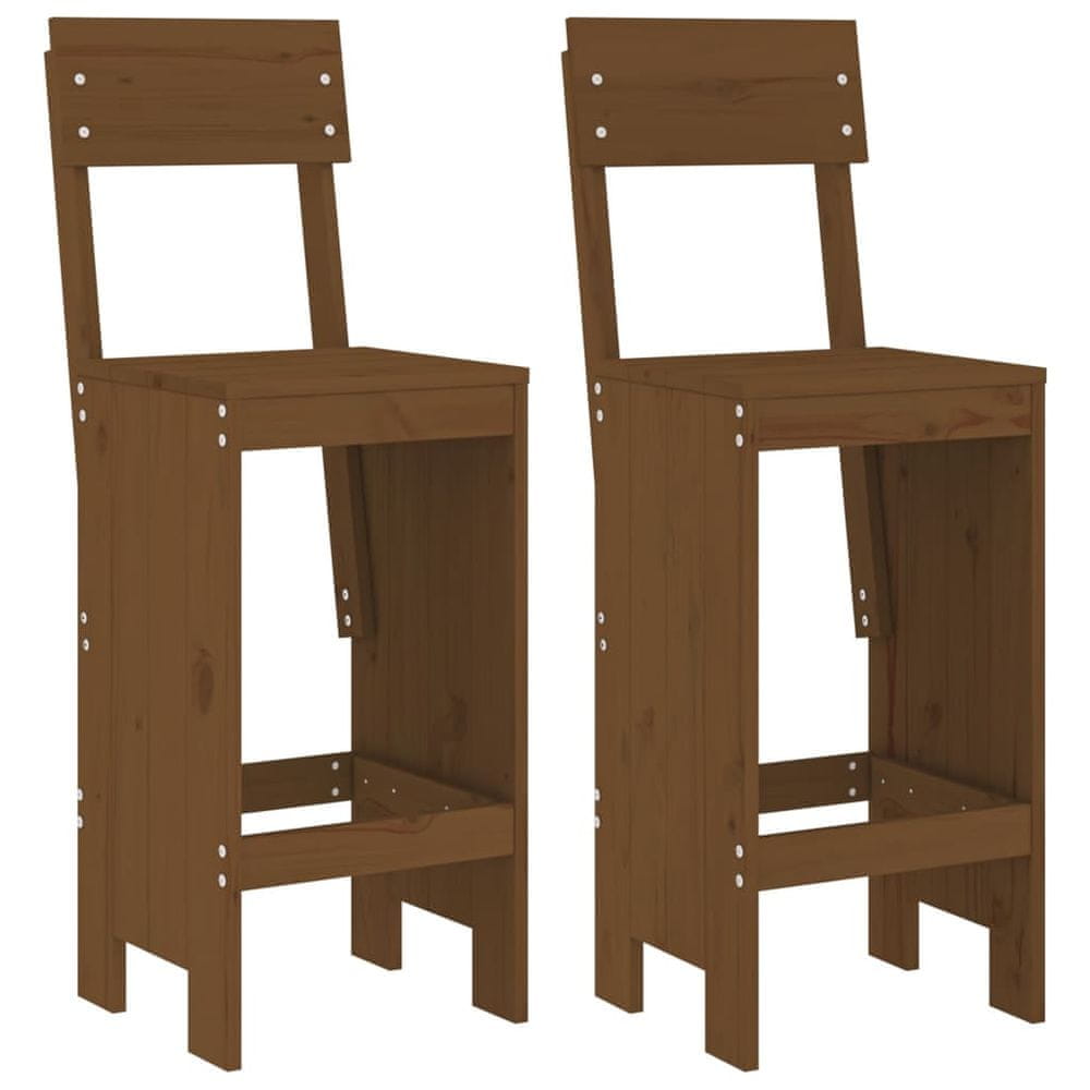 Vidaxl Barové stoličky 2 ks medovohnedé 40x48,5x115,5 cm mas. borovica